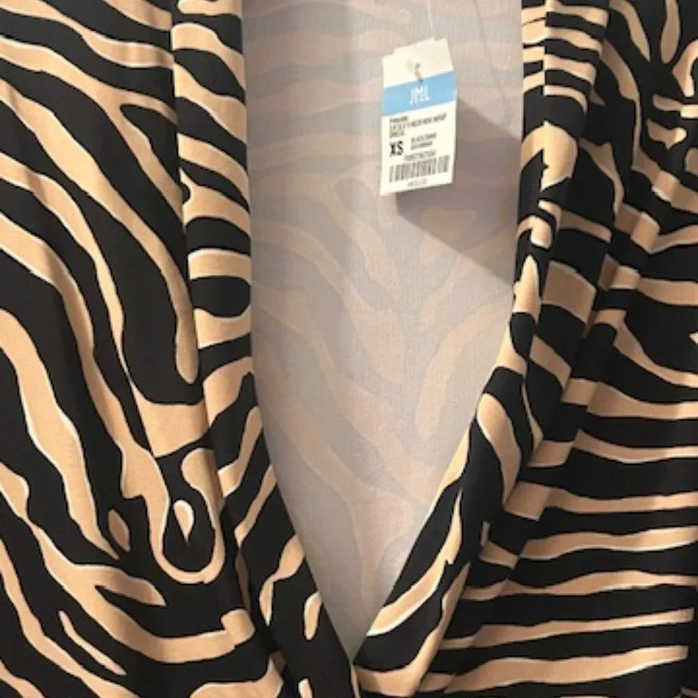 J. McLaughlin Black Sand Savannah Catalina Cloth Print Panama Wrap Dress NEW - Picture 5 of 16